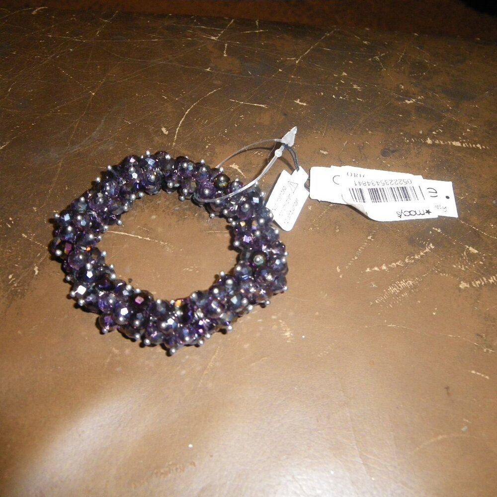 Women's Glass Beads & Metal Studded Chunky Elastic Statement Bracelet